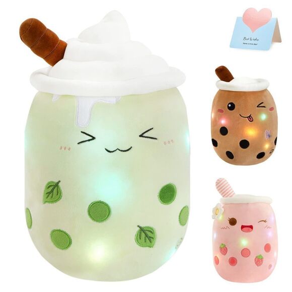 Athoinsu Light Up Matcha Milky Tea Plush Pillow 10'' Kawaii Stuffed Bubble Anim - Picture 1 of 7